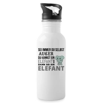 Elefant Elefanten Spruch Geschenk - Trinkflasche mit integriertem Trinkhalm - Weiß - Rechts
