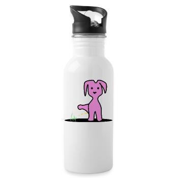 Pinkelnder Hund - Trinkflasche mit integriertem Trinkhalm - Weiß - Rechts