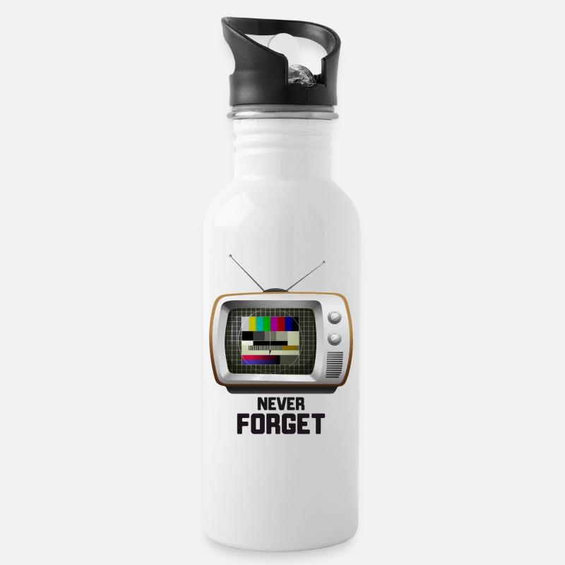 Testbild 80er Jahre 90er Party - Trinkflasche mit integriertem Trinkhalm - Weiß