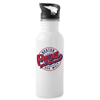 Bester Papa der Welt - Trinkflasche mit integriertem Trinkhalm - Weiß - Rechts