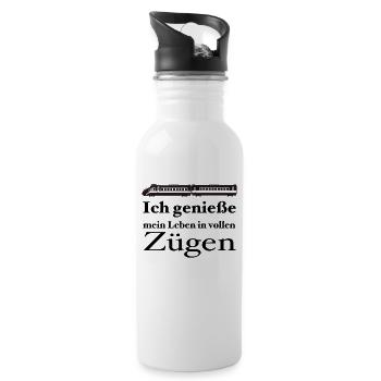 Ich genieße mein Leben in vollen Zügen - Trinkflasche mit integriertem Trinkhalm - Weiß - Rechts