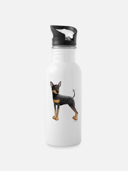Cadeau de chien Pinscher Miniature allemand I - Gourde avec paille intégrée - blanc