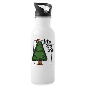 Weihnachtsbaum - Trinkflasche mit integriertem Trinkhalm - Weiß - Rechts