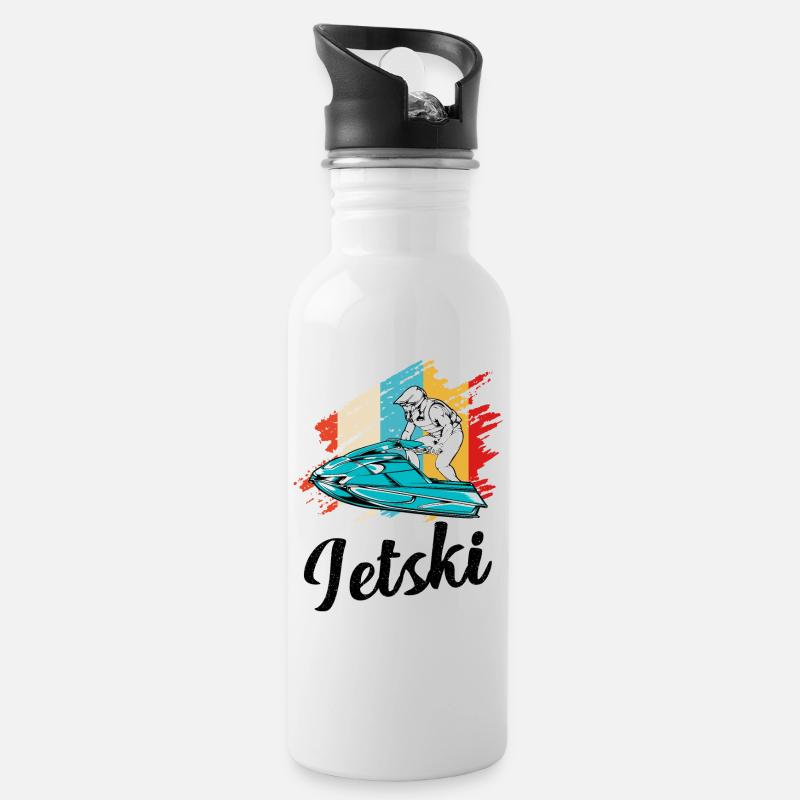 Jetski - Trinkflasche mit integriertem Trinkhalm - Weiß