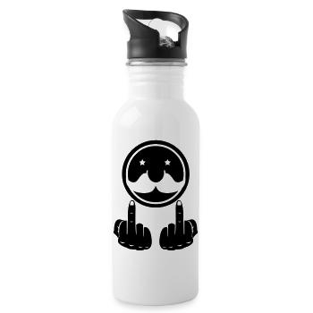 fuck_you_01 - Trinkflasche mit integriertem Trinkhalm - Weiß - Rechts