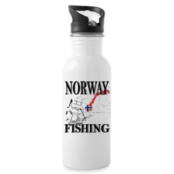 Norway -Norge-Norvège -Pêche - Gourde avec paille intégrée - blanc - Droite