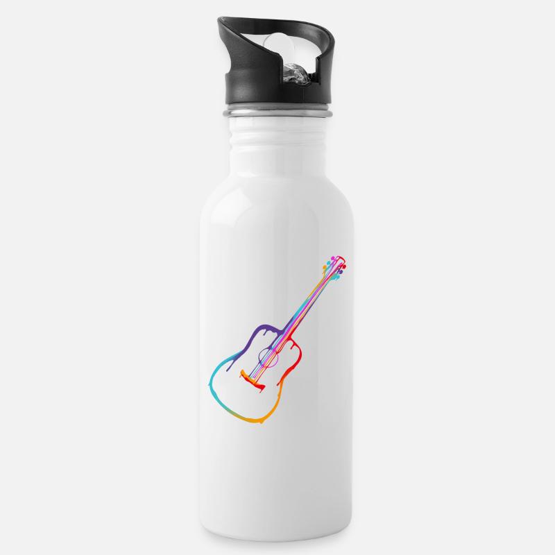 Farbverlauf Akustische Gitarre - Trinkflasche mit integriertem Trinkhalm - Weiß