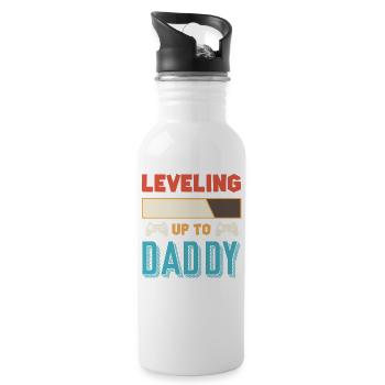 Level Up Daddy Father Daddy - Water bottle with straw - white - Right