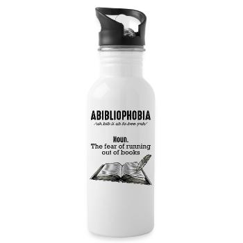 Abibliophobia Bücher Lesen Spruch Leser Geschenk - Trinkflasche mit integriertem Trinkhalm - Weiß - Rechts