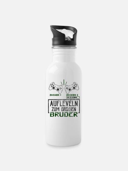 Großer Bruder Ankündigung Gaming Kinder Geschenk - Trinkflasche mit integriertem Trinkhalm - Weiß