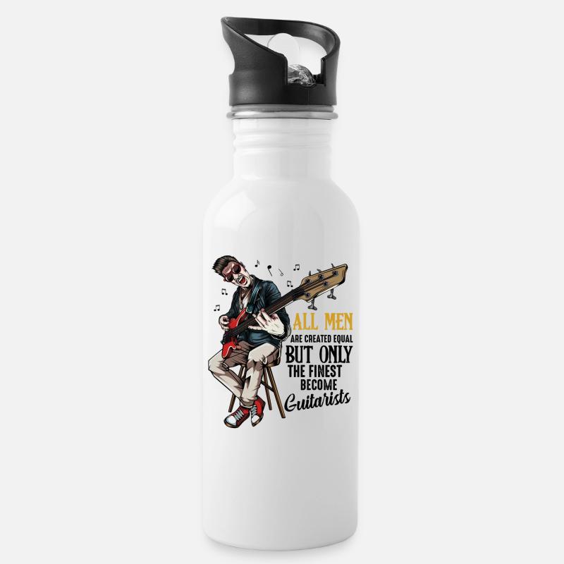 Gitarre - Trinkflasche mit integriertem Trinkhalm - Weiß