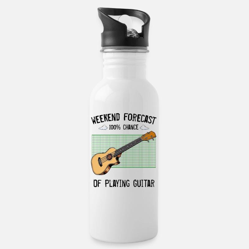 guitar - Water bottle with straw - white