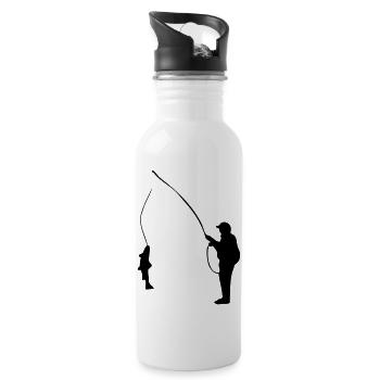 Angeln - Angeln - Fishing - Fisherman - Trinkflasche mit integriertem Trinkhalm - Weiß - Rechts