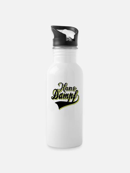 Hans Dampf - Trinkflasche mit integriertem Trinkhalm - Weiß