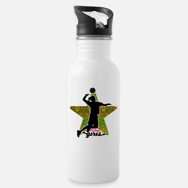 Frauen Volleyball Ball Sport Training Geschenk - Trinkflasche mit integriertem Trinkhalm - Weiß