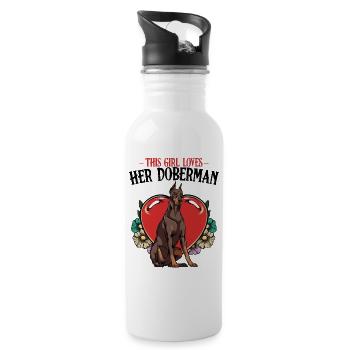 Dobermann - Gourde avec paille intégrée - blanc - Droite