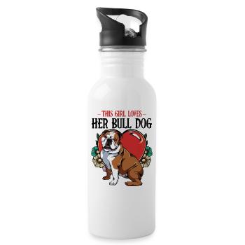 This Girl Loves Her Bulldog amour de chien cadeau - Gourde avec paille intégrée - blanc - Droite