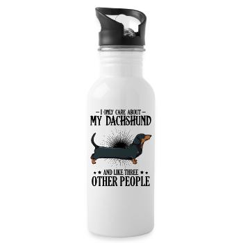 dachshund - Water bottle with straw - white - Right