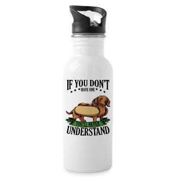dachshund - Water bottle with straw - white - Right
