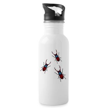 Insekten Hirschkäfer Insekt Geweih Waldtiere - Trinkflasche mit integriertem Trinkhalm - Weiß - Rechts
