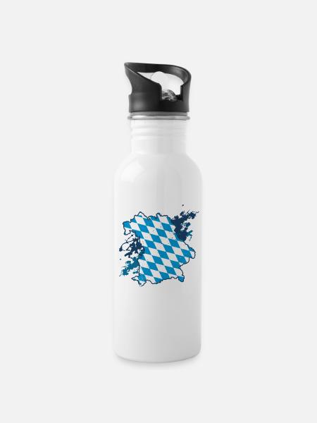 Bayern - Trinkflasche mit integriertem Trinkhalm - Weiß