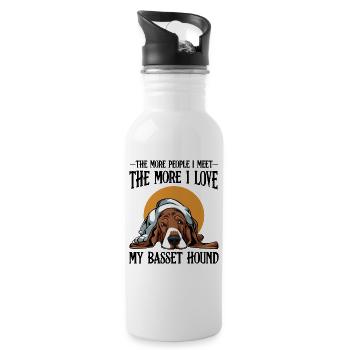 Basset Hound Cool Sprüche Hundehalter Geschenk - Trinkflasche mit integriertem Trinkhalm - Weiß - Rechts