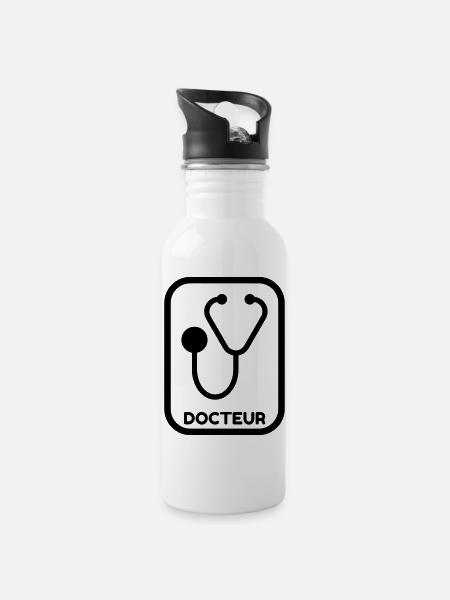 docteur / médecin / hôpital / médecine - Gourde avec paille intégrée - blanc