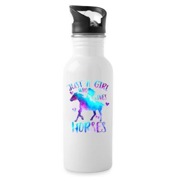 Just a girl who loves Western horses - Water bottle with straw - white - Right