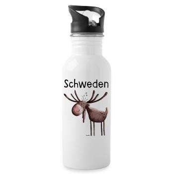 Elch in Schweden - Elche - Hirsch - Rentier - Tier - Trinkflasche mit integriertem Trinkhalm - Weiß - Rechts