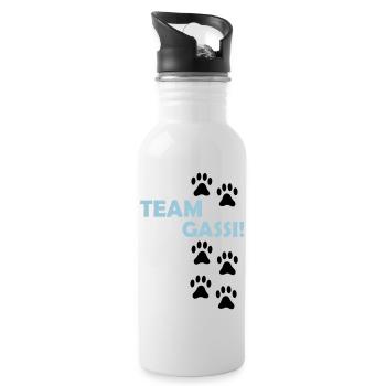 (team_gassi_02) - Trinkflasche mit integriertem Trinkhalm - Weiß - Rechts