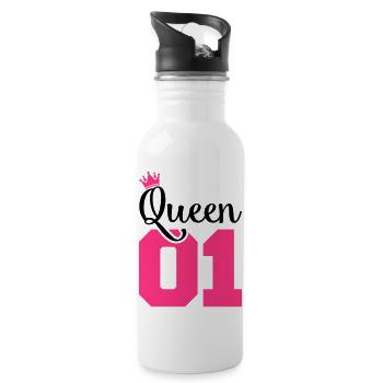 queen 01 crown - Trinkflasche mit integriertem Trinkhalm - Weiß - Rechts