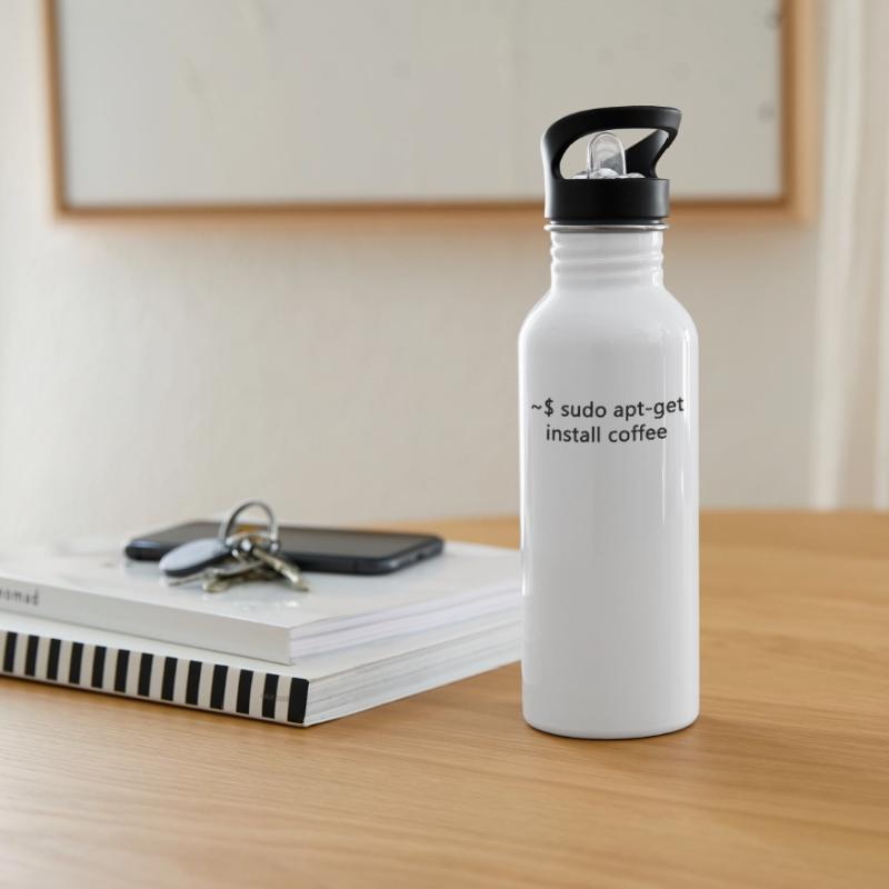 Admin Linux Sudo Apt-Get Install Coffee Programmer Water bottle with straw