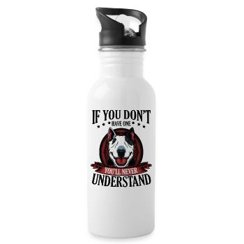 Bull Terrier - Trinkflasche mit integriertem Trinkhalm - Weiß - Rechts