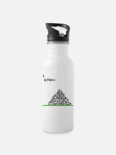 Finde X Mathe Lustig - Trinkflasche mit integriertem Trinkhalm - Weiß