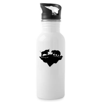 Bull Bear Market Stock Market Investor Gift - Water bottle with straw - white - Right