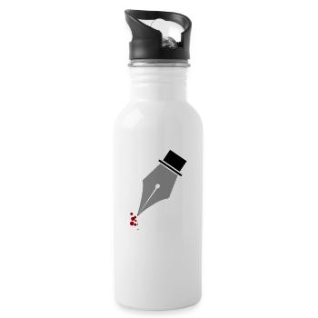Stylo plume écrivain écrivain cadeau - Gourde avec paille intégrée - blanc - Droite