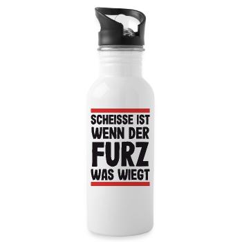Lustige Sprüche lustiger Spruch Scheiße Kacke ist - Trinkflasche mit integriertem Trinkhalm - Weiß - Rechts