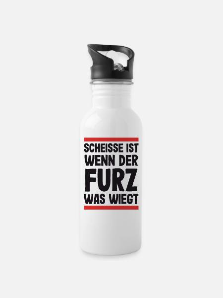 Lustige Sprüche lustiger Spruch Scheiße Kacke ist - Trinkflasche mit integriertem Trinkhalm - Weiß