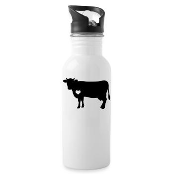 Kuh Kühe Bauernhof Landwirtschaft Geschenk - Trinkflasche mit integriertem Trinkhalm - Weiß - Rechts