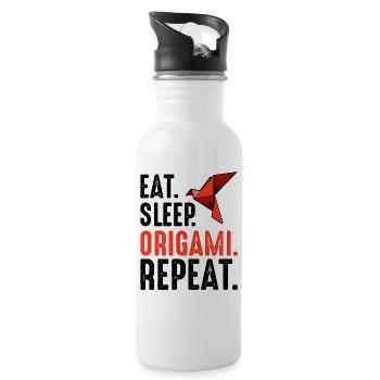 Eat Sleep Origami Repeat Spruch Faltkunst Geschenk - Trinkflasche mit integriertem Trinkhalm - Weiß - Rechts