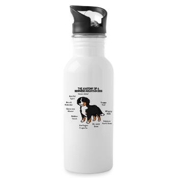 Anatomy of the Bernese Mountain Dog - Water bottle with straw - white - Right