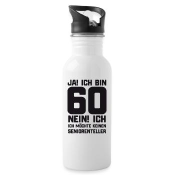 60th birthday funny saying for the sixtieth - Water bottle with straw - white - Right
