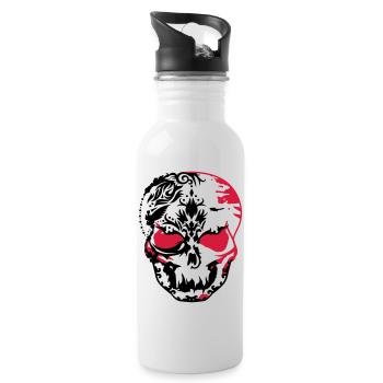 Skull mask made of ornaments - Water bottle with straw - white - Right