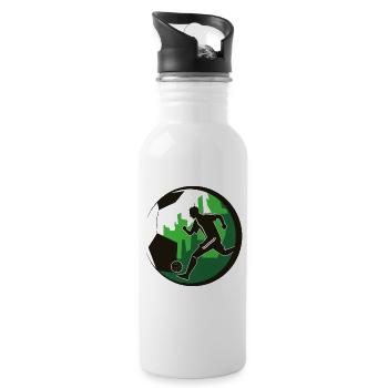 Fußball Fußballer - Trinkflasche mit integriertem Trinkhalm - Weiß - Rechts