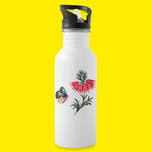 Flying butterfly with flowers - Water bottle with straw