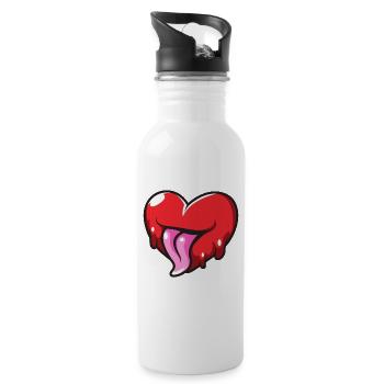 coeur drôle avec la langue - Gourde avec paille intégrée - blanc - Droite