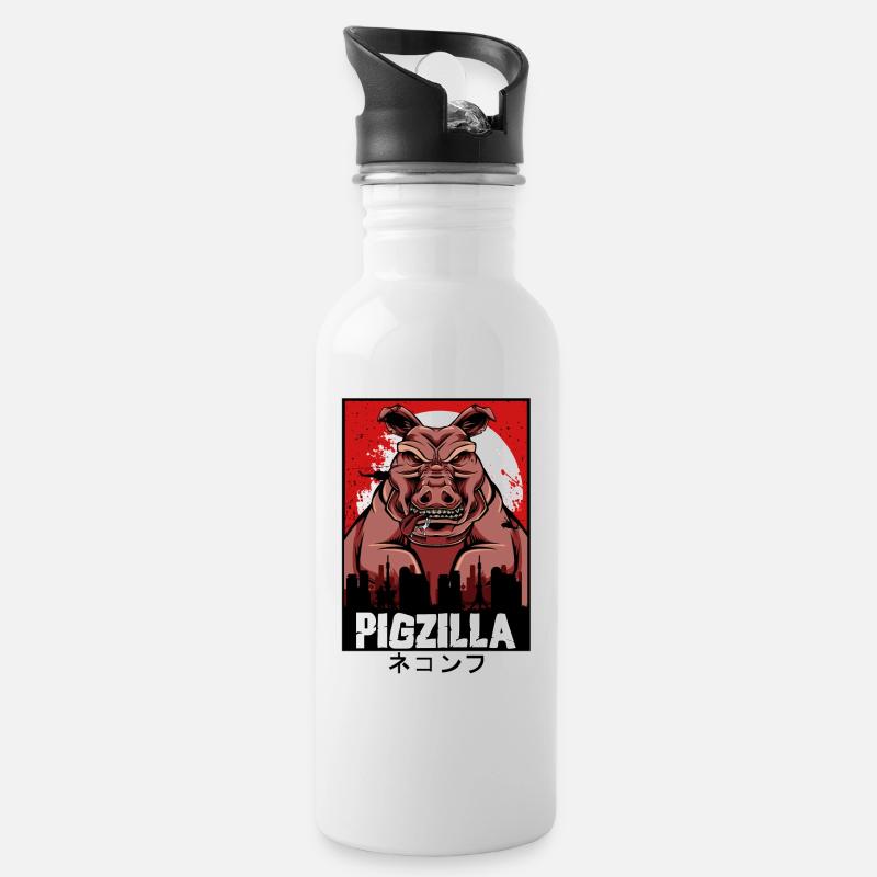Cochon - Gourde avec paille intégrée - blanc