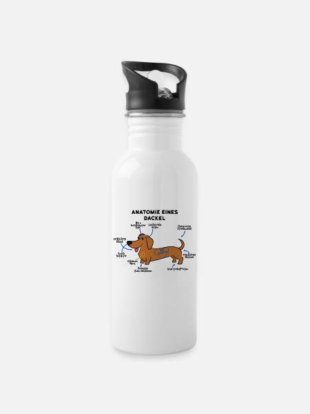 Dackel Hund Anatomie - Trinkflasche mit integriertem Trinkhalm - Weiß