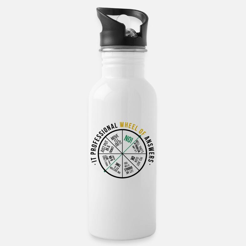 IT answers Funny - Water bottle with straw - white