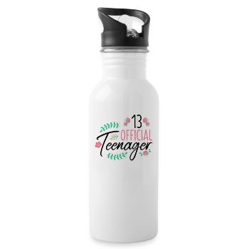 13 Official Teenage Girls Girls 13th Birthday - Water bottle with straw - white - Right